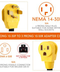 Badass 1 Ft Nema 14-30P To 6-50R Welder Adapter Cord With 10 Awg Stw Build And ETL Approval showing NEMA 14-30P 4 prong male plug.