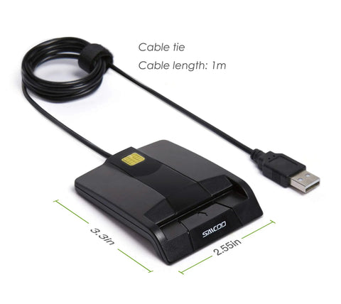 CAC Card Reader for DOD Military USB Common Access Card Reader for Mac and Windows, Easy Plug and Play Horizontal Version.