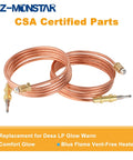2 pcs copper gas heater thermocouples with brass fittings for Desa LP vent-free heaters (M8x1 thread)