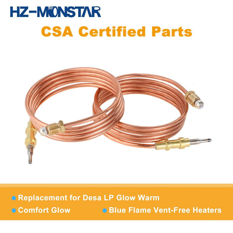 2 pcs copper gas heater thermocouples with brass fittings for Desa LP vent-free heaters (M8x1 thread)