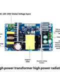 Beefy 180W Industrial Power Module With 36V Output And 65A High Current Includes Overload And Voltage Drop Protections Efficient Switch Mode Power Supply For Commercial Equipment. Blue PCB with heatsinks, AC input, and 36V DC output
