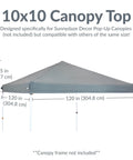 10x10 Canopy Replacement Top For Pop Up Shelter Heavy Duty PU Coated 150D Oxford Fabric In Gray Replacement Shade