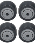 Jauarta Directional PU Wheel, Furniture Trolley Caster set of four black wheels with gray centers, designed for smooth movement.