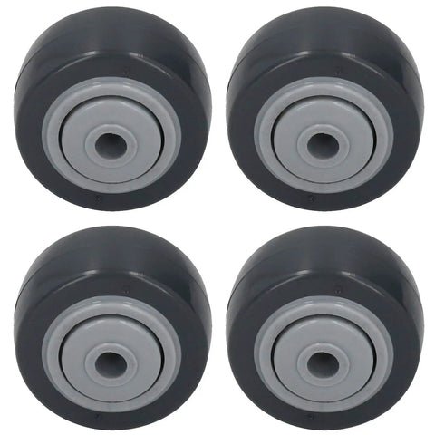 Jauarta Directional PU Wheel, Furniture Trolley Caster set of four black wheels with gray centers, designed for smooth movement.