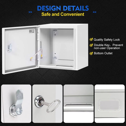 Rugged Outdoor Steel Electrical Box 12x12x8 Inch Junction Enclosure NEMA 4X IP66 open showing lock and mounting plate