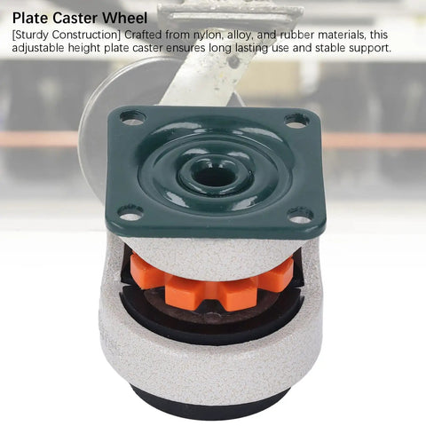 Rugged Retractable Leveling Casters With Ratchet Arm Design, Height Adjustable Plates Crushing Up To 2200 Lbs, Smooth Operator 40Mm workshop furniture, close-up of rubber plate caster wheel construction.