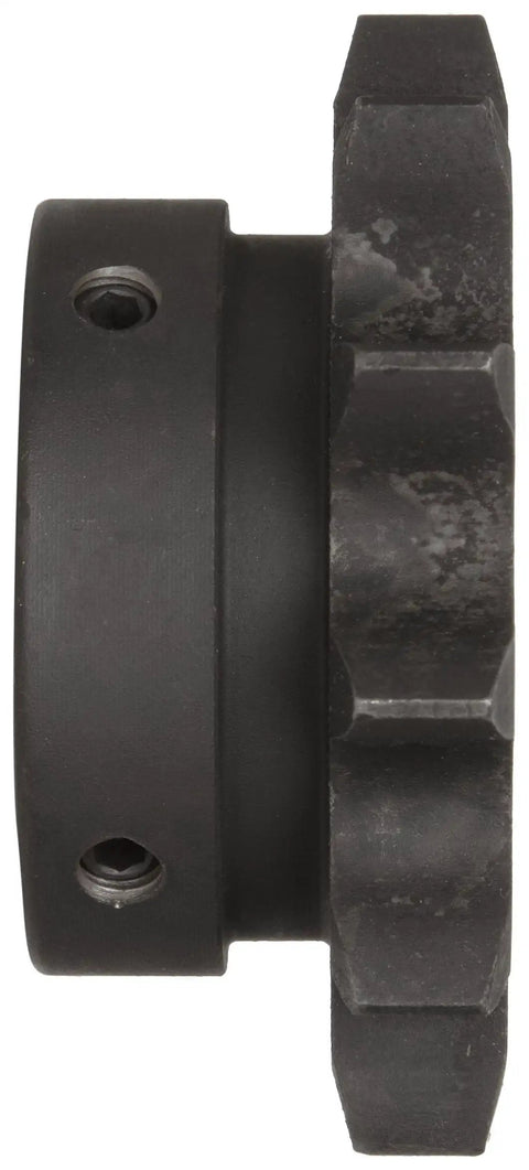 Side view of a heavy-duty hardened teeth roller chain sprocket for 60 chain, showing 16 teeth, 0.75 inch pitch, Type B hub design.