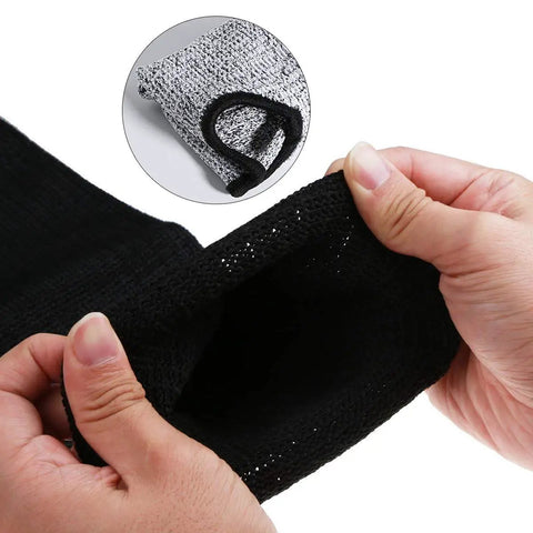 Level 5 Cut Resistant Arm Sleeve With Thumb Hole No Slip, Heavy Duty Black Protective Sleeve, flexible and textured material