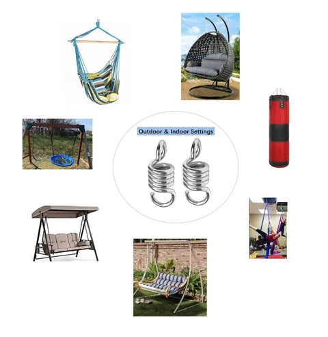 800 Lb Capacity Hammock Chair Spring Set 4 Inch Porch Swing Springs Suspension Hangers for outdoor and indoor swing setups