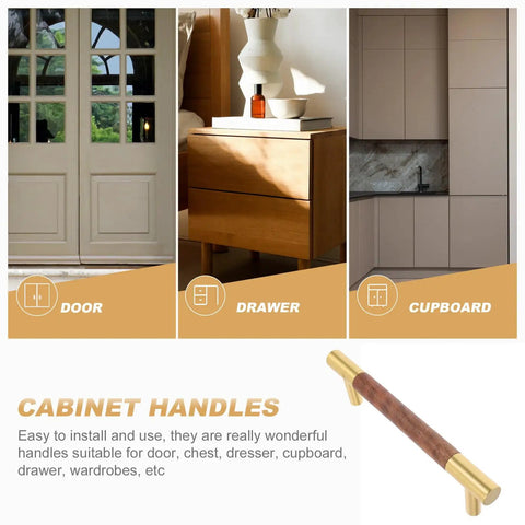 Black Walnut Solid Wood Brass Cabinet Pulls 195mm Length 160mm Center Hole Durable Wardrobe Drawer Cupboard Door Hardware