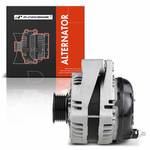 Heavy-Duty Alternator Fit For Dodge Grand Caravan, Chrysler Town And Country, Voyager, Jeep Wrangler, And Volkswagen Routan , 3.3L/3.8L V6, 2007 2008 2009 2010, Replace 04801304AA 421000-0700, side view.