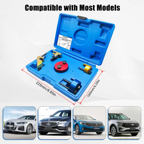 Auxiliary Stretch Belt Remover And Installer Tool For Quick Easy Belt Swaps in blue case with various tools