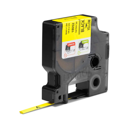 Heavy Hitting Heat Shrink Cable Label Tubes Black On Yellow For Rhino Label Makers Thermal Transfer Wire Markers in dispenser.