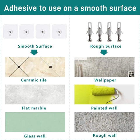 Adhesive installation guide for Clear Acrylic Bathroom Shelves Set Of 2 15x4 Inches Floating Wall Shelves on different surfaces