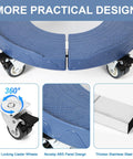Round Trash Can Dolly With Wheels, Heavy Duty 440 Lb Capacity, Adjustable 15 To 19 Inch Diameter, Four Locking Swivel Wheels, Blue