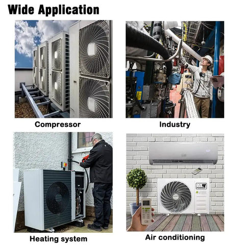 Applications for AC Contactor 1 Pole 25A 24V Workhorse Heavy Duty Relay in compressors, industry, heating systems, and air conditioning.
