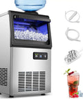 Commercial Ice Maker Machine Delivers 110 Lbs Per Day With Undercounter Or Freestanding Design 22 Lbs Storage Bin Stainless Steel Self Cleaning Quiet Operation Pro Grade For Home Bar Restaurant Coffee Shop shown with accessories and ice scoop.