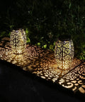 Two Pack Solar Lantern Lights For Hanging Or Table Outdoor Patio Garden Silver Finish Solar Powered Lights For Courtyard