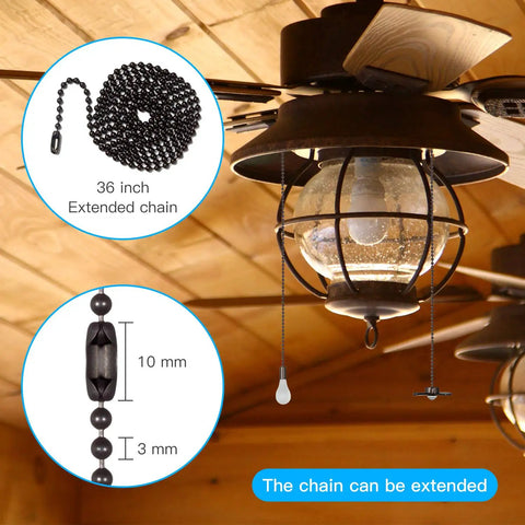 Beaded Ball Ceiling Fan Pull Chain Set With Zinc Alloy Bead Extenders And Connectors Includes Four Pendant Chains Two 36 Inch Extensions Eight Extra Connectors Easy Install Rust Proof Oil Rubbed Bronze on ceiling fan