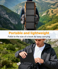 Person using 40W Foldable Solar Panel Charger With USB C PD And USB A QC Fast Charging in outdoor setting, showing portability.