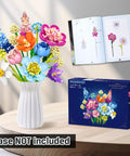 Flower Bouquet Building Kit For Adults And Kids 8 Plus, 13 Colorful Stems From 8 Varieties Like Peony, Rose, Hydrangea, Snowball, Narcissus, Snapdragon, And Consolida, A Dope DIY Home Decor Gift For Creative Crafters, 888 ABS bricks, vase not included