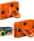 Two Pack Tractor Bucket Hooks With Tie Down Ring, Grade 70 Forged Steel Bolt On Grab Hook Tow Hook Mount With Backer Plate, Orange