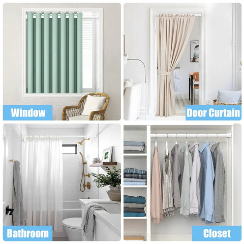 Adjustable Shower Curtain Rod Fits 30 To 64 Inches No Drilling Tension Rod With Spring Loaded Design Rustproof And Non Slip For Bathroom, Window, Doorway, Closet Usage Display