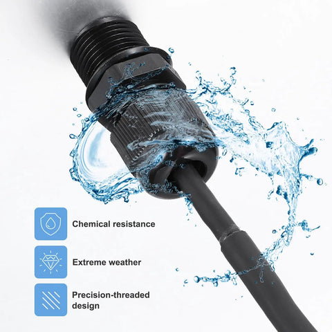 2 Pcs NPT1/2 Cable Glands Pro Grade Adjustable 6-12mm PA66 Nylon IP68 Waterproof Connectors With Dual Seals for rugged systems