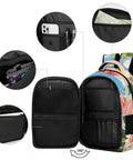 Blue Sky Hibiscus Print Backpack for Everyday Use Unisex Large Capacity Daypack with open compartments and pockets view