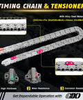 2.4 Timing Chain Kit With VVT Sprocket For Hyundai Sonata 2.4L 2010 2014 And Kia Optima Sportage Sorento 2.4L 2011 2014 Plug And Play Replacement Kit Fits 2010 2014 Models showing alloy steel timing chain and tensioner
