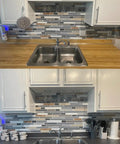 Gray Black Marble Soapstone Vinyl Countertop Wrap Peel And Stick Waterproof Backsplash Cover 36 By 120 Inches in a kitchen setup