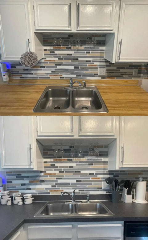 Gray Black Marble Soapstone Vinyl Countertop Wrap Peel And Stick Waterproof Backsplash Cover 36 By 120 Inches in a kitchen setup