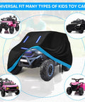 Heavy Duty 420D Kids Ride On Car Cover Waterproof For Outdoor Use on toy car with reflective strips, size 55x33x32 in