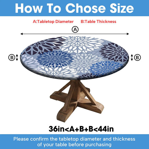 Outdoor Picnic Fitted Tablecloth With Umbrella Hole And Zipper Waterproof Round Table Cover For 36 To 44 Inches Elastic Zippered Tablecloth For Picnics And Camping Floral Pattern No Fuss Setup on wooden table