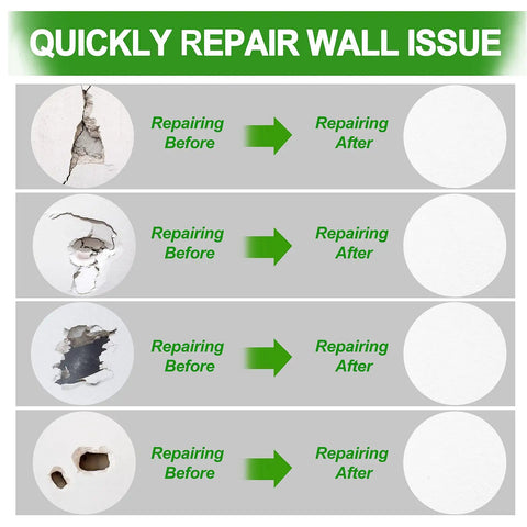Drywall Repair Kit With Aluminum Patch Set For Quick Hole Fix, 13 Piece Wall Patch Kit repair before and after comparison