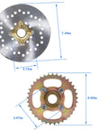 Components of the 32 Inch Go Kart ATV Rear Axle Assembly Kit with disc and sprocket dimensions for 6 to 10 wheels.