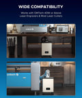 Smooth Rolling Heavy Duty Fume Extractor With Three Stage Air Filter And Killer Eighty Watt Motor for laser cutters in workshop.