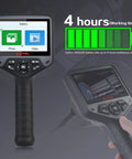 Dual Front And Side Cameras 1080P HD Inspection Camera With Semi Rigid Cable And 10 Level LED Lights, Wide View Angles 0 Degree And 90 Degree For Tight Spaces, Industrial Endoscope For Mechanics And Home Diagnostics, 4-inch screen