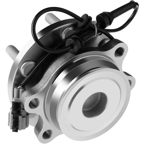 Front Wheel Bearing Hub Assembly 6 Lug Fits Nissan Pathfinder Frontier Xterra Equator With ABS 515064 2 Pack Durable Replacement Hubs For SUV And Pickup Trucks Easy Install Premium Quality, close-up view of hub with visible sensors