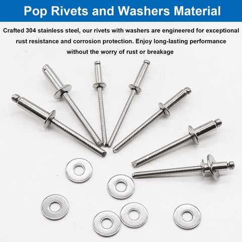 600 Pieces Stainless Steel Pop Rivet Kit Pro Grade With Washers In 9 SAE Rivet Sizes And 3 Washer Sizes Built To Last