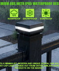 Top Shelf Solar Post Cap Lights 8 Pack Offering Easy Swap Between 3000K And 6000K Led on a rainy day with waterproof design.