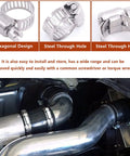 UD stainless steel worm-gear hose clamp kit, 40 pcs, 8–44 mm range, shown installed on engine hoses.
