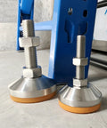 Built Tough Heavy Duty Adjustable Leveling Feet 4 Pack M12 Thread Support Leg Stainless Steel Chassis Mount No Sweat Setup Base for uneven ground showing two feet.
