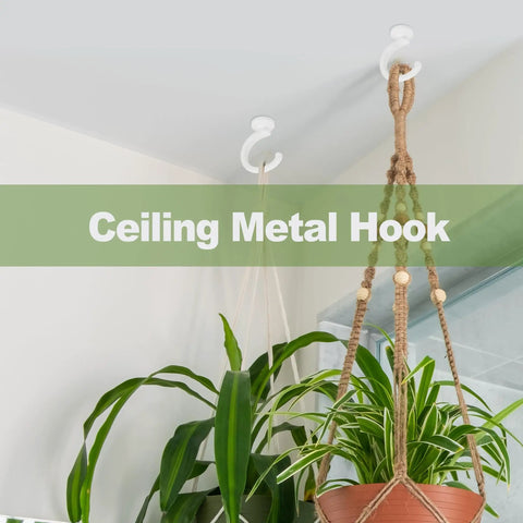 Top Notch Ceiling Hooks For Hanging Plants And Storage Gear Featuring Tough As Nails Steel Swag Hooks with indoor plant holder