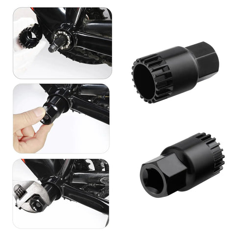 Bike Crank Extractor And Bottom Bracket Tool Kit With 16mm Spanner Wrench Compatible With Shimano removal process on bicycle