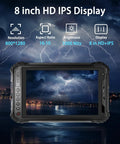 8 inch HD IPS display of Built Like A Tank 8 Inch Windows 11 Pro Rugged Tablet showing resolution and brightness specs.