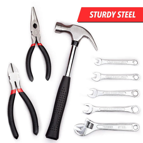 136-Piece General Household Tool Set With Plastic Toolbox Case, hammer, pliers, wrenches, heat-treated, corrosion-resistant tools