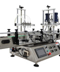 Desktop Four Head Magnetic Pump Filling And Capping Machine For Liquids Five To One Thousand Ml showing detailed pump and control panel.