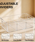 Clear Pantry Organizers And Storage Bins With Quick Adjust Dividers, 11.2"x7.2"x3.5",  adjustable dividers for kitchen shelving.