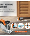 Buttery Smooth Rolling Leveling Casters 3 Inch Diameter 4 Pack 360 Degree Swivel Wheels with orange rubber rollers and silver base.